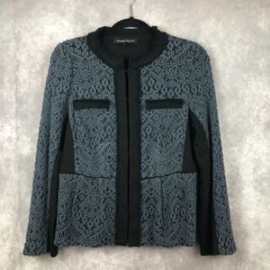 Nanette Lepore Blazer Womens 10 Knit Jacket Gray Black Career Office Elegant